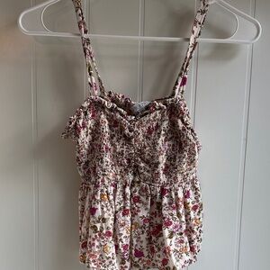 Patrons of Peace Floral Camisole Top - Cream and Pink